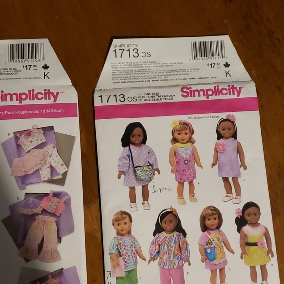 Doll Clothing Patterns Simplicity x 3 - Picture 7 of 8
